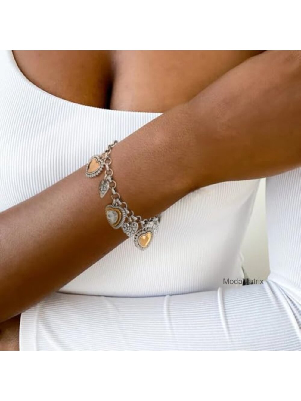 Heart Charm Bracelet for Women Zinc Alloy Link Chain Adjustable Jewelry Gift